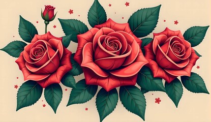 red roses on a white background