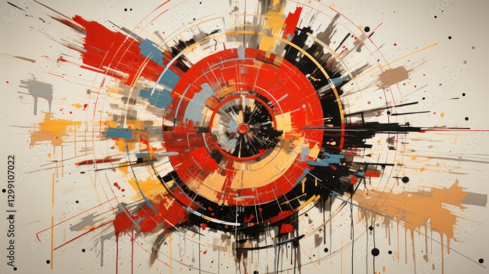 Poster abstract radial burst: an explosion of color and energy in a dynamic artwork.
