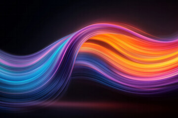 Obraz premium Dreamlike swirl of thick neon ribbons weaving together in a wave-like design, painterly