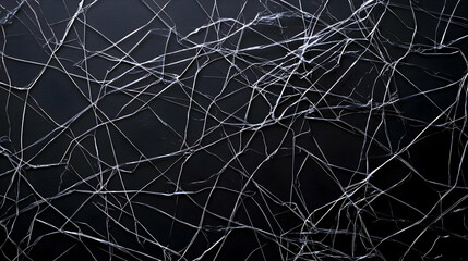 Abstract Composition of White Lines Intersecting on a Dark Black Background