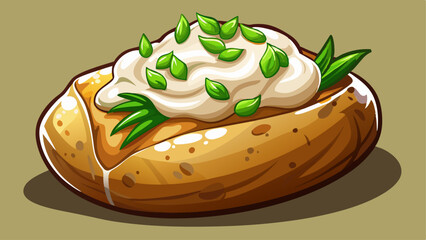 baked potato with sour cream and green onions