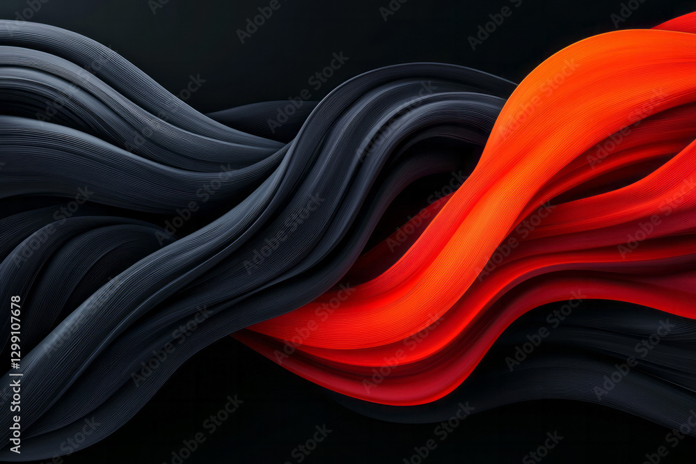 Poster bold editorial style capturing intertwined gradient lines with intense highlights, refined details,