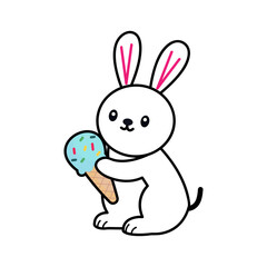 easter bunny rabbit vector with ice cream