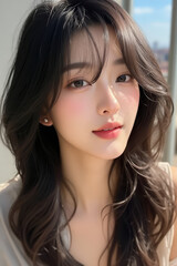 Asian Beautiful Female taking a Selfie Photo - Profile Picture - Young Woman outside on Sunny Day in the City - Eastern Lady in Fashionable Clothing - Modelling for Camera Social Media