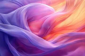 Obraz premium Swirling purple and orange silk fabric, soft, elegant, and flowing.