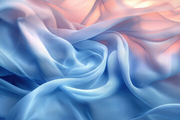 Obraz premium Draped light blue chiffon fabric with subtle ombre effect, showcasing its soft texture and elegant folds.
