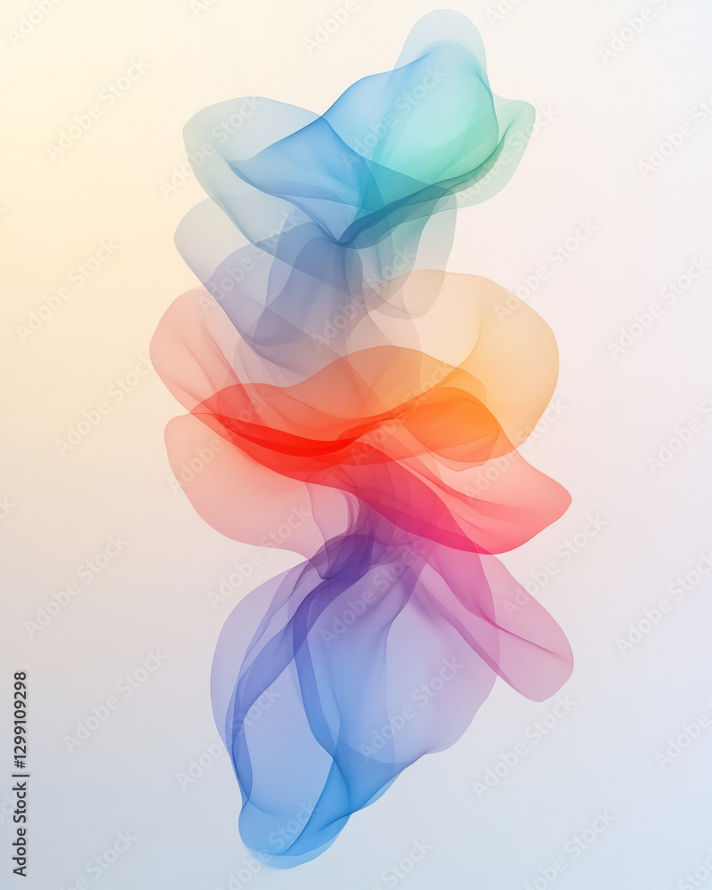 Aufkleber surreal overhead view featuring tiered flowing arcs in rainbow gradients, each layer softly
