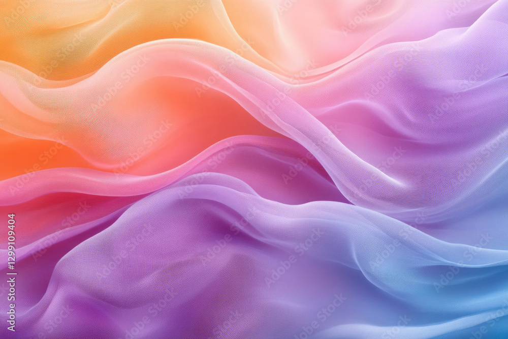 Poster abstract image of pastel-colored fabric flowing gracefully, creating a dreamy, ethereal mood.