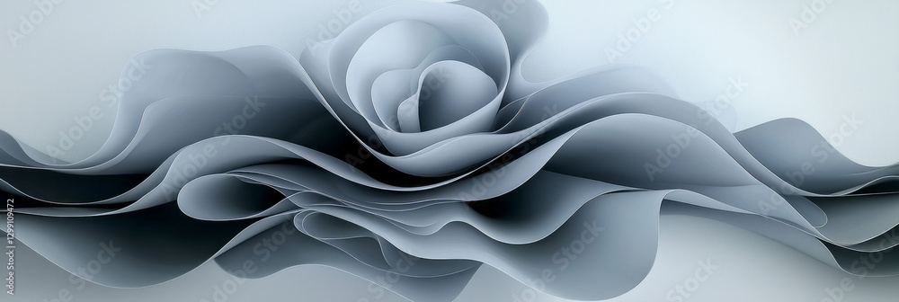 Poster painterly swirl of nested wireframe curves, minimal shading, dreamlike softness, modern abstract