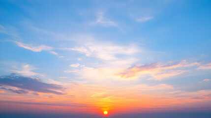 Vibrant Sunset Sky With Golden And Orange Hues Illuminating The Clouds