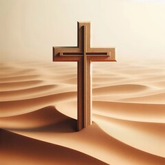 Naklejka premium Symboles chrétiens dans le désert - Collection de croix sur sable