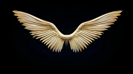 Obraz premium Gold Winged Ornament Against A Black Background Decorative Art Abstract Design