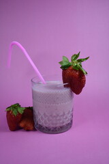 Refreshing Strawberry Smoothie Pink Drink Summer Ice Red Food Cold Fruit Sweet  