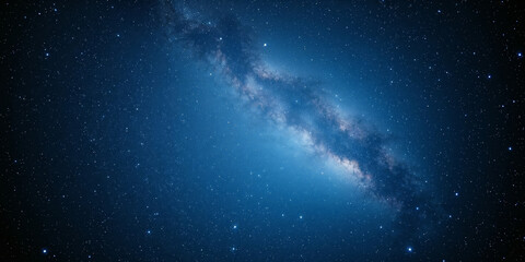 Fototapeta premium Majestic milky way galaxy shining in the deep blue night sky