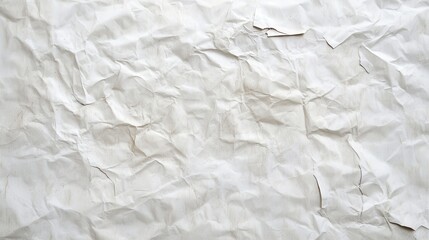 Obraz premium A textured, wrinkled white paper sheet lies flat, with a smaller piece of paper partially protruding from one edge, creating an intriguing contrast in shapes and layers.