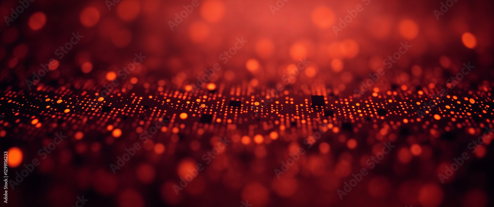 Leinwandbilder abstract red technology background showing glowing data flowing