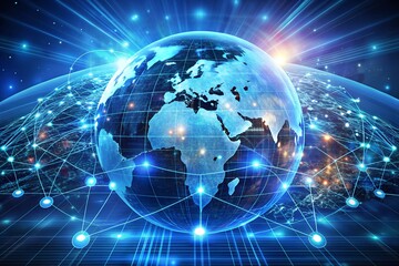 Global network digital world futuristic technology cyber space internet connections network artificial intelligence blockchain innovation connectivity milkyhexddway Backgrounds advertising metallic