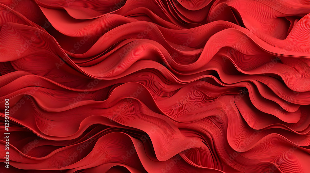 Poster abstract red wavy texture with digital rendered surface and dynamic light