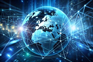 Global network digital world futuristic technology cyber space internet connections network artificial intelligence blockchain innovation connectivity milkyhexddway Backgrounds advertising metallic