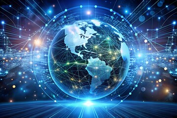 Global network digital world futuristic technology cyber space internet connections network artificial intelligence blockchain innovation connectivity milkyhexddway Backgrounds advertising metallic