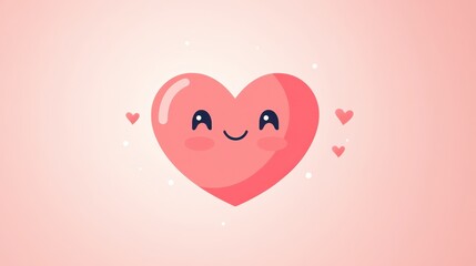 A cheerful cartoon heart character with a smiling face against a soft pink background, radiating joy and love.