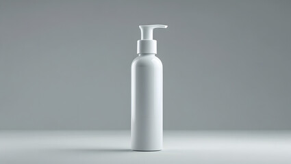white plastic bottle, neutral bakground