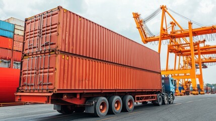 Export cargo loading onto freight ship at port industrial scene action-packed transportation environment