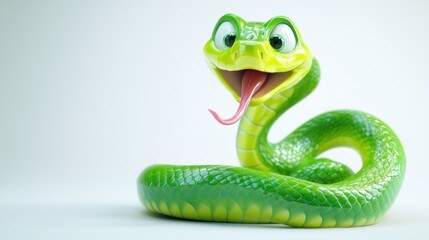 Fototapeta premium Cartoon snake smiling in studio
