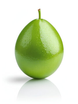 A single green jalap with a smooth skin isolated on a pure white background, --no shadows