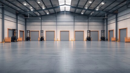 Obraz premium Robotic automation in modern warehouse logistics hub industrial design spacious environment wide-angle viewpoint