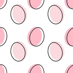 Repeating raster pattern of egg outlines with pink spots