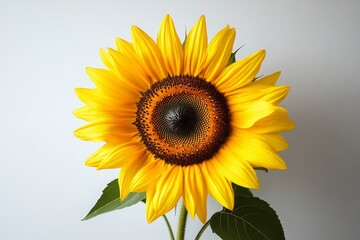 Fototapeta premium Single Blooming Sunflower on White