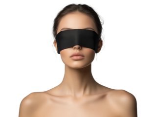 Woman Adorned in Black Accessories and Sporting a Stylish Blindfold