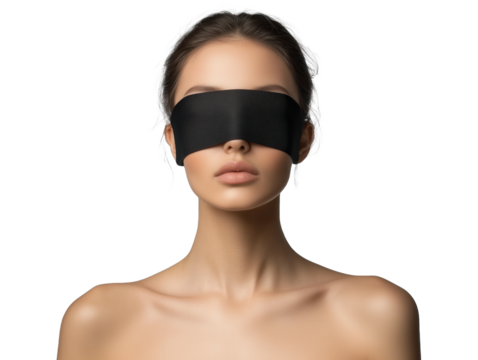 Woman Adorned in Black Accessories and Sporting a Stylish Blindfold