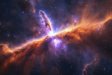 protostar forming in a nebula, highlighting the radiant light emitted as the protostar takes shape amidst the cosmic dust