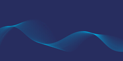 Abstract glowing wave lines on dark blue background. Dynamic wave pattern. Modern flowing wavy lines. Futuristic technology concept. Suit for banner, poster, cover, brochure, flyer, website