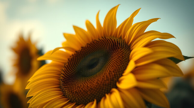 closeup of a hand holding a sunflower in spring light - Powered by Adobe