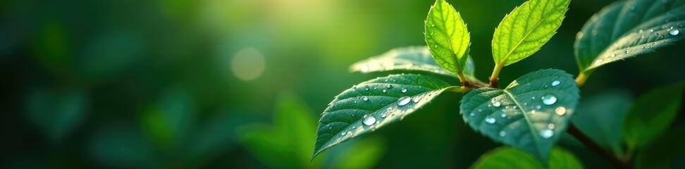 Dew-kissed leaves glisten like polished gemstones, gemstone, dew, precious