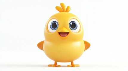 Obraz premium Cute cartoon chick standing on white background