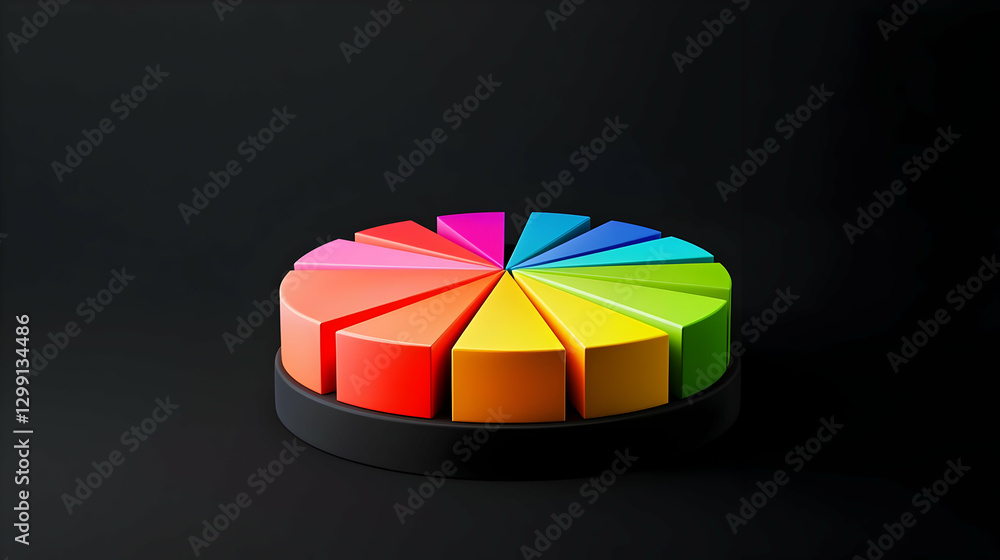 Aufkleber colorful pie chart displaying data on a black background