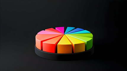 Fototapeta premium Colorful Pie Chart Displaying Data on a Black Background