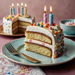 Festive Funfetti Cake with Vibrant Sprinkles and Fluffy Vanilla Cream Frosting
