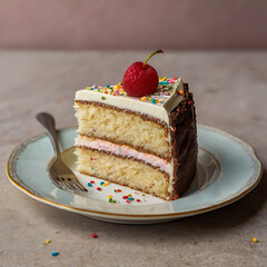 Festive Funfetti Cake with Vibrant Sprinkles and Fluffy Vanilla Cream Frosting