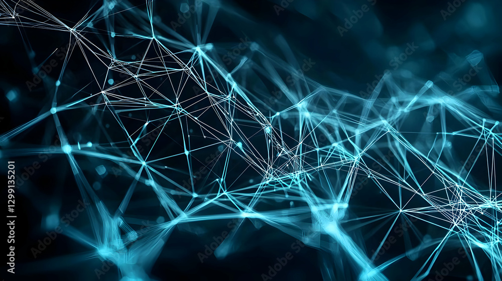 Poster abstract blue network structure representing digital connectivity and technology