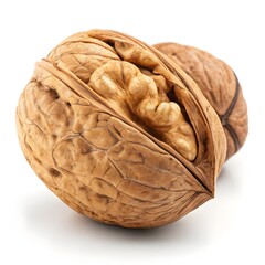 Obraz premium cracked walnuts on white background