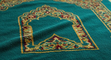 Teal Prayer Mat:  Intricate Design, Spiritual Serenity