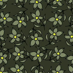 Floral seamless pattern with flowers on light blue background. Vector illustration