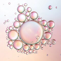 Pastel Oil Bubbles Abstract Macro Photography of Circular Clusters, Pink and White, Fluid Art Abstract, Macro photography