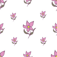 Floral seamless pattern with flowers on light blue background. Vector illustration