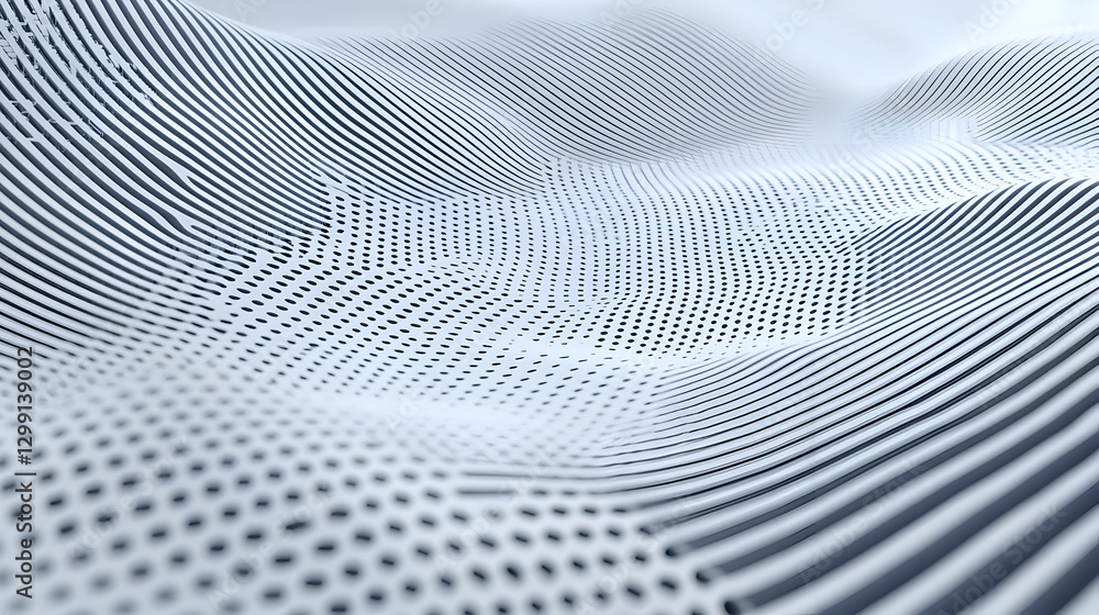 Poster abstract digital white textured surface with geometric pattern and wave formation